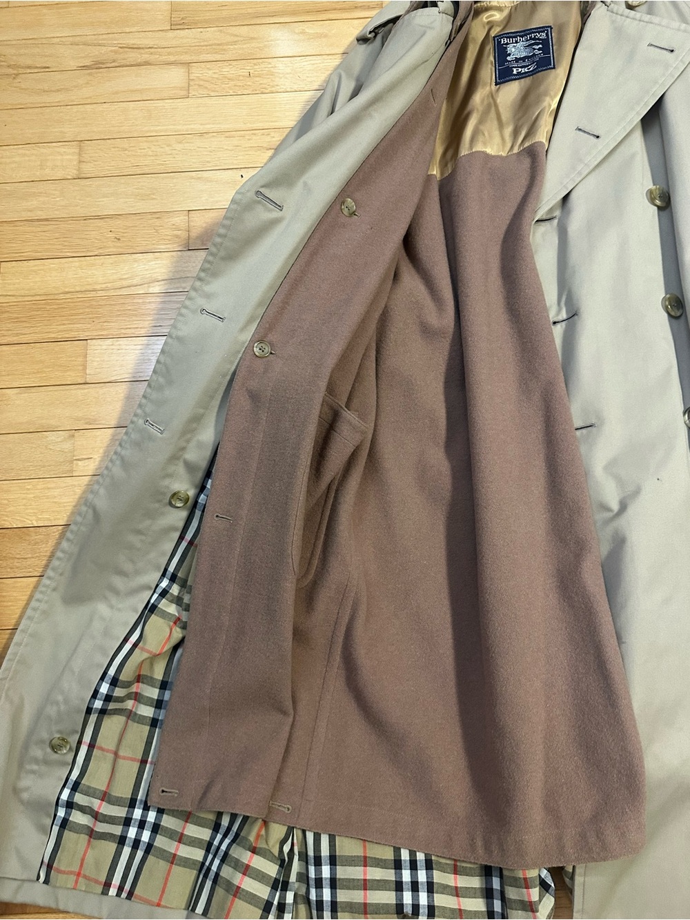 Burberry Rego Men’s Beige Trench Coat with Brown Collar Size 52 Regular - Picture 4 of 13